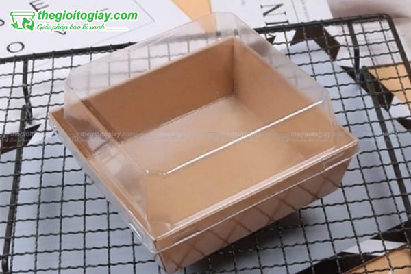 Hộp giấy kraft vuông nắp PET