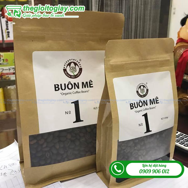 Túi giấy 8 cạnh đựng hạt cà phê