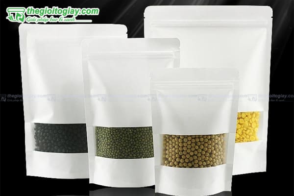 Túi zip giấy trắng có cửa sổ