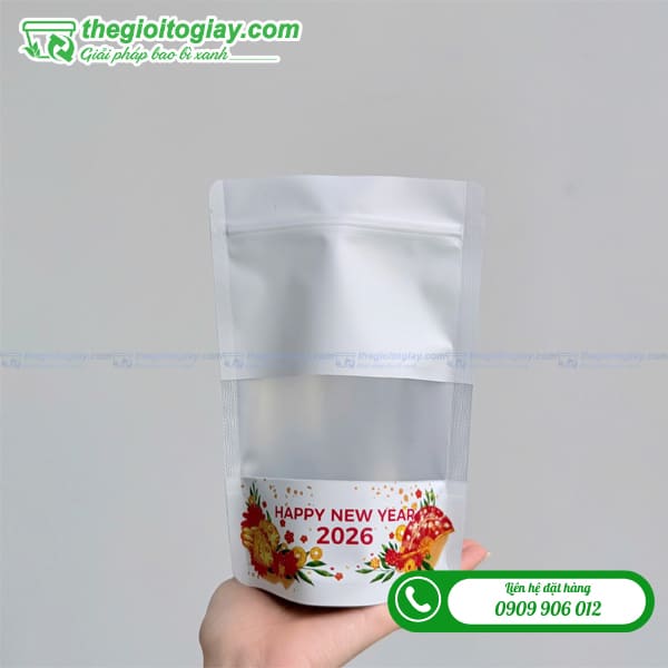 Túi zip giấy trắng in logo
