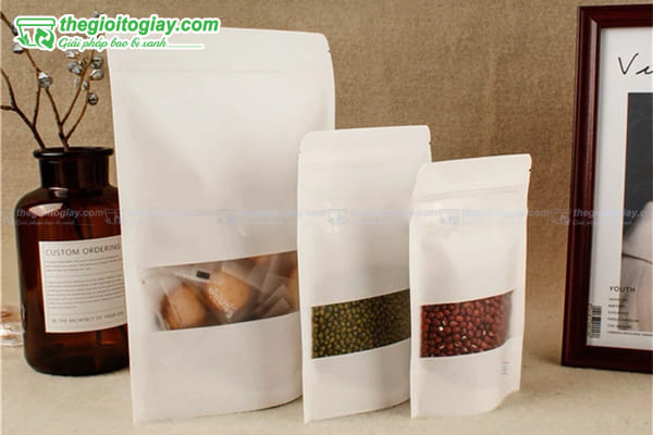 Túi zip trắng đáy đứng