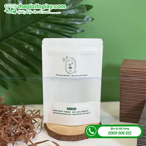 Túi zipper giấy trắng in ấn đẹp