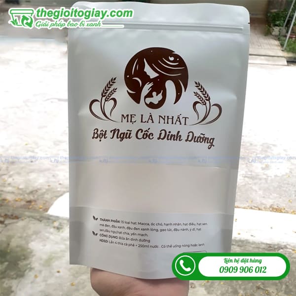 Túi zipper trắng đựng ngũ cốc