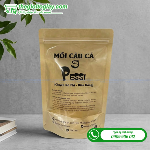 Túi zip giấy mặt trong đựng mồi câu cá