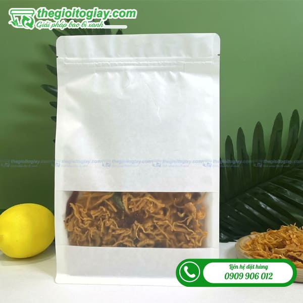 Túi zip giấy trắng 8 cạnh đẹp