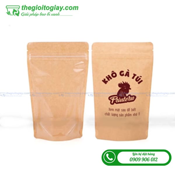 Túi zipper giấy mặt trong đựng khô gà