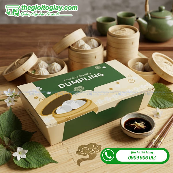 Hộp giấy chữ nhật đựng bánh bao