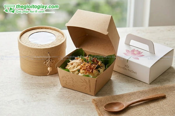 Hộp giấy có nắp đựng xôi