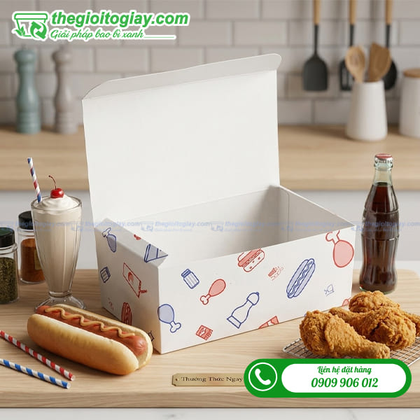 Hộp giấy đựng bánh bao in sẵn