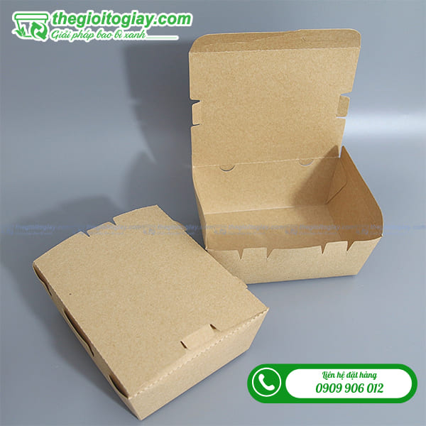 Hộp giấy  nắp gài đựng xôi