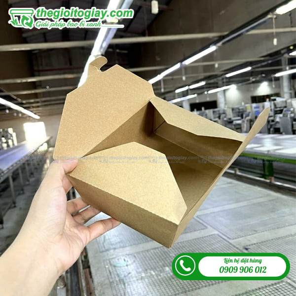 Hộp giấy nắp chéo đựng xôi