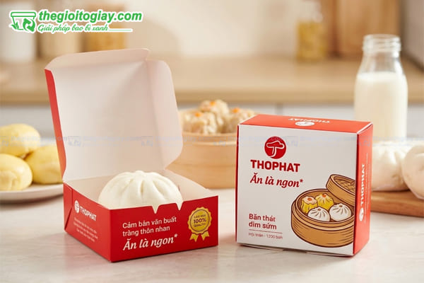 Hộp giấy nắp gài đựng bánh bao