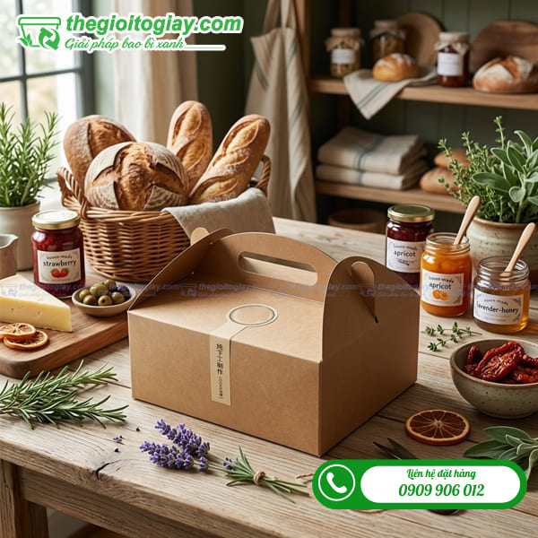 Hộp giấy quai xách đựng bánh bao