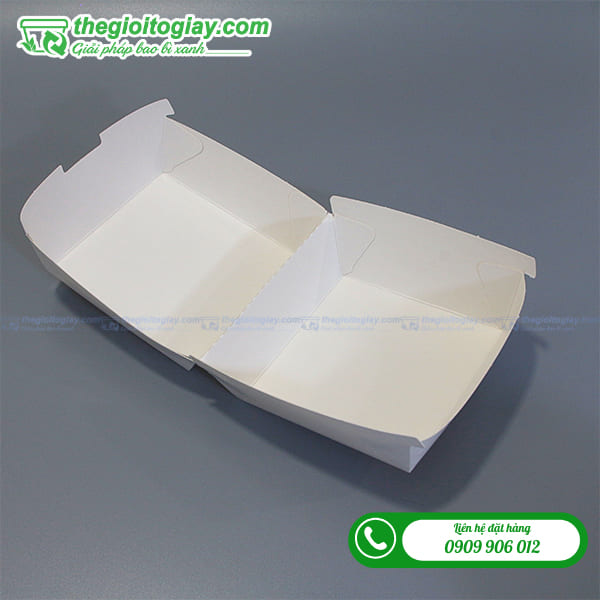 Hộp giấy trắng đựng xôi