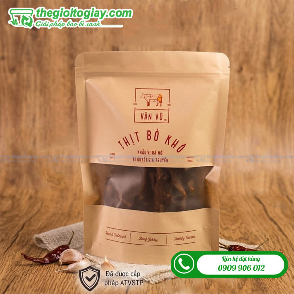 In túi zip giấy đựng bò khô