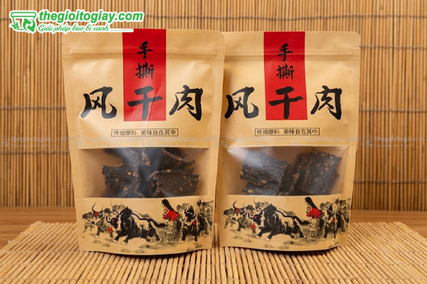 Mẫu túi zip giấy đựng khô bò