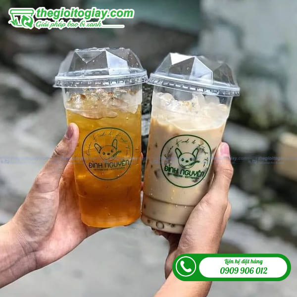 Nắp kim cương đậy ly nhựa PET