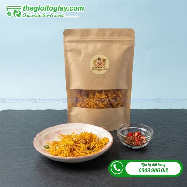 Túi zip giấy có cửa sổ đựng khô gà
