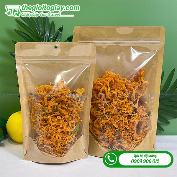Túi zip giấy 1 mặt trong đựng khô gà
