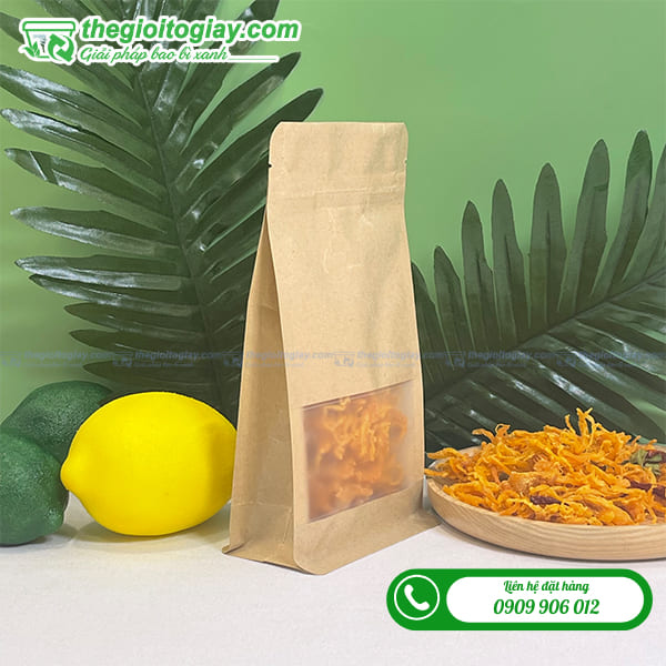 Túi zip giấy 8 cạnh đựng khô gà