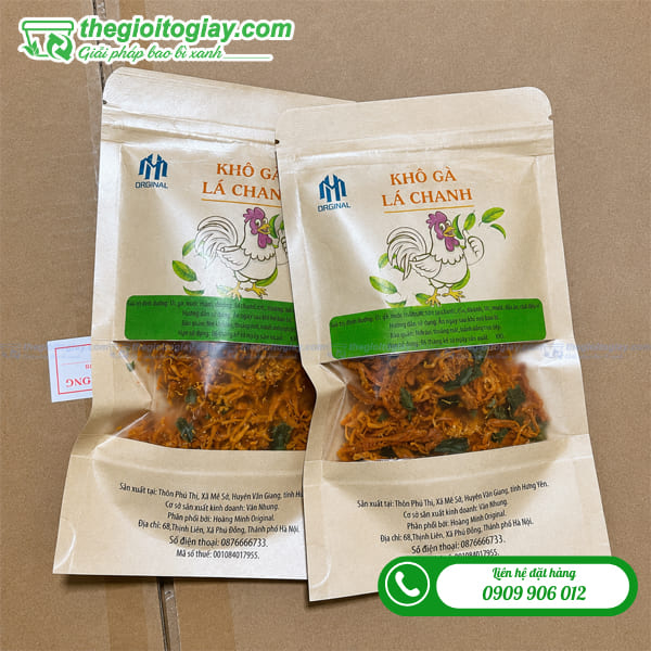 Túi zip giấy kraft đựng khô gà lá chanh