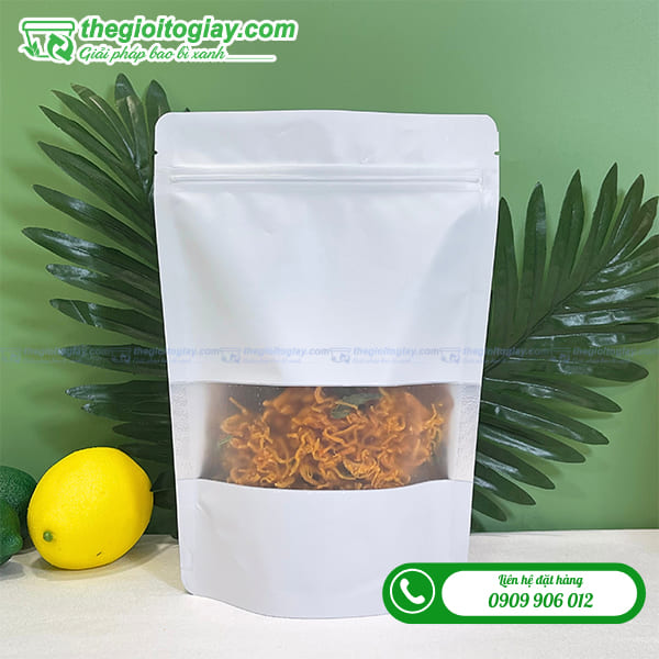 Túi zip giấy trắng đựng khô gà