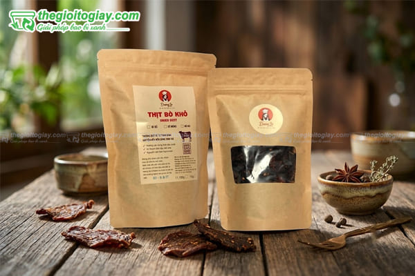 Túi zipper bò khô in ấn đẹp