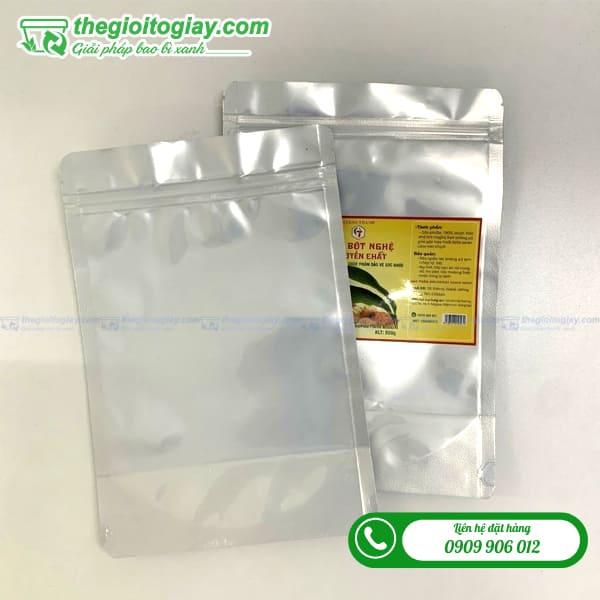Bao zip bạc 1 mặt trong đựng bột nghệ
