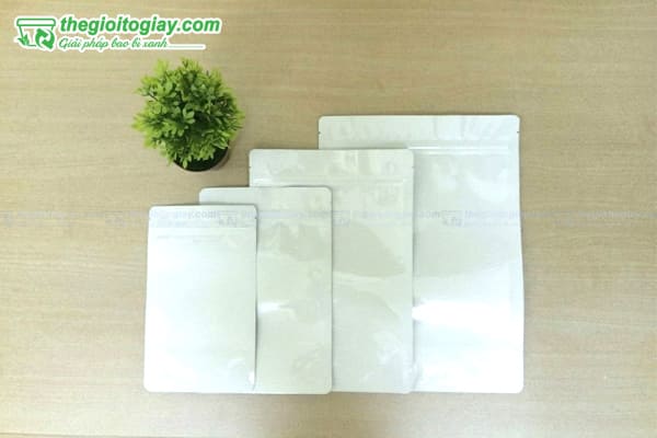 Các kích thức túi zip trắng sữa