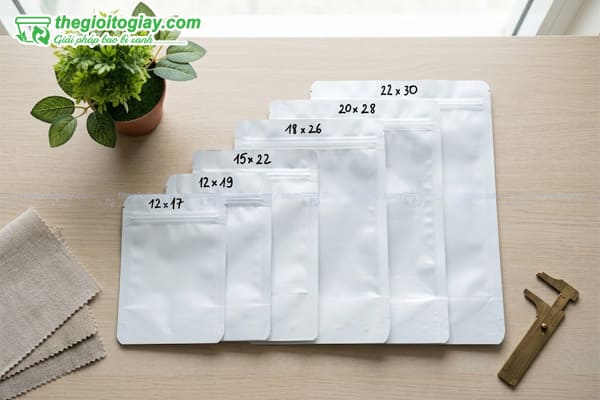 Các size túi zip bạc