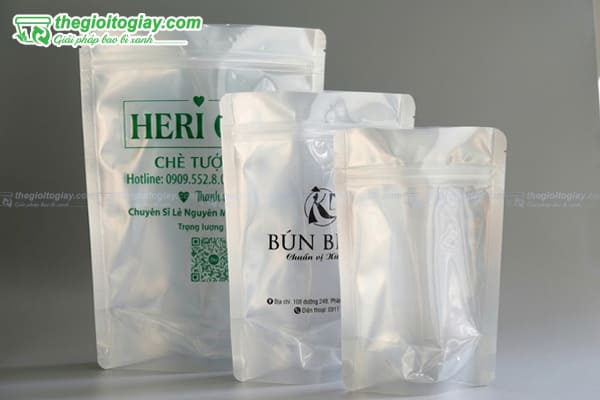 In túi zip bạc đáy đứng