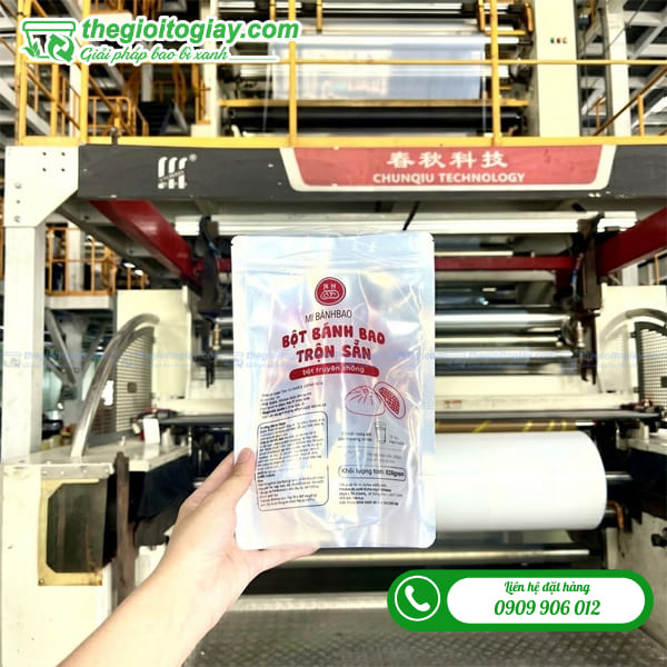 Túi zip 1 mặt bạc đựng bột bánh bao