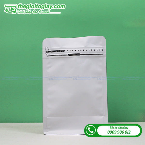 Túi zip 8 cạnh trắng sữa