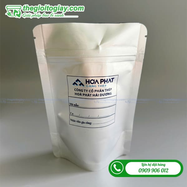 Túi zip bạc 2 mặt đáy đứng