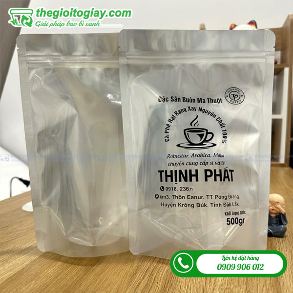 Túi zip bạc mặt trong đựng cà phê