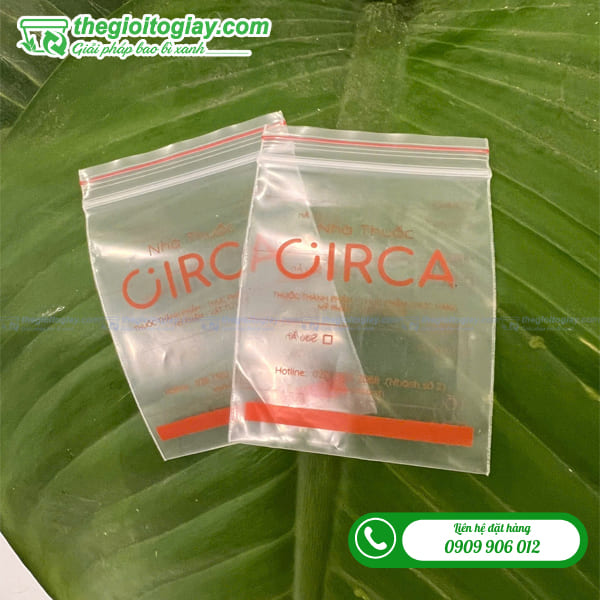 Túi zip chỉ đỏ in logo nhà thuốc