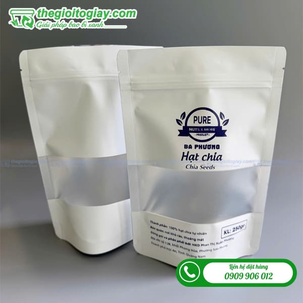 Túi zip màu trắng có cửa sổ