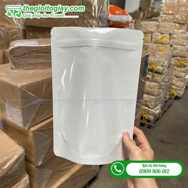 Túi zip trắng 2 mặt sữa