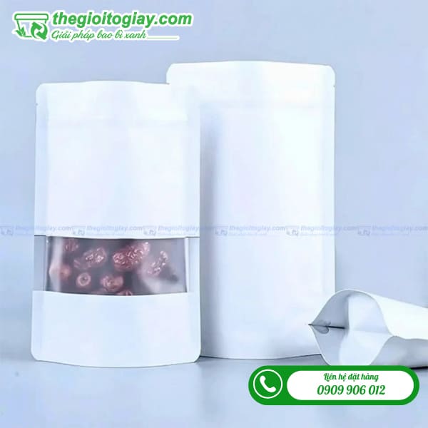 Túi zip trắng sữa có cửa sổ