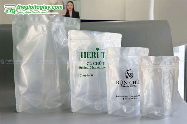 Túi zipper bạc 1 mặt trong