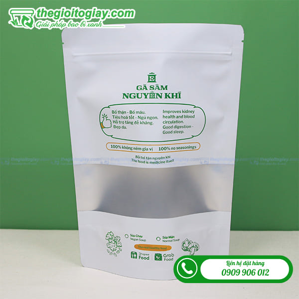 Túi zipper trắng sữa cửa sổ tràn